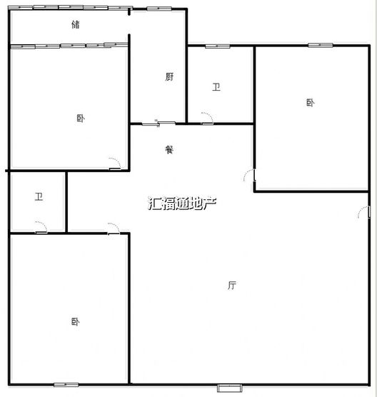 工商局小区（朝阳路）3室2厅2卫户型图