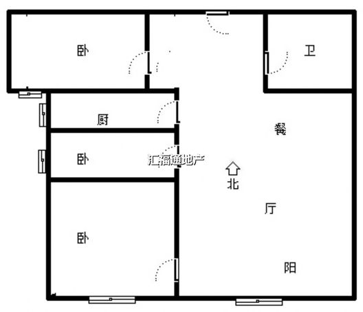 鸿坤理想湾3室2厅1卫户型图