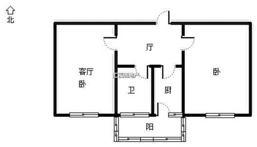 工商局小区（冠云西路）2室1厅1卫户型图
