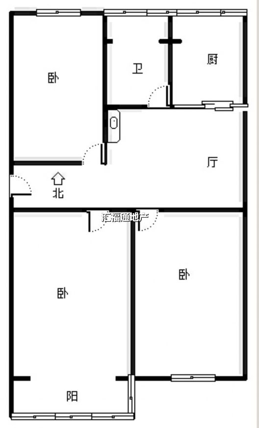 建设局住宅小区3室1厅1卫户型图