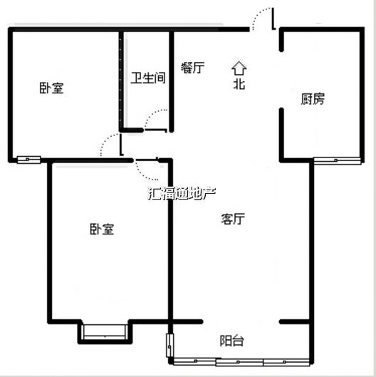 水岸花城2室1厅1卫户型图