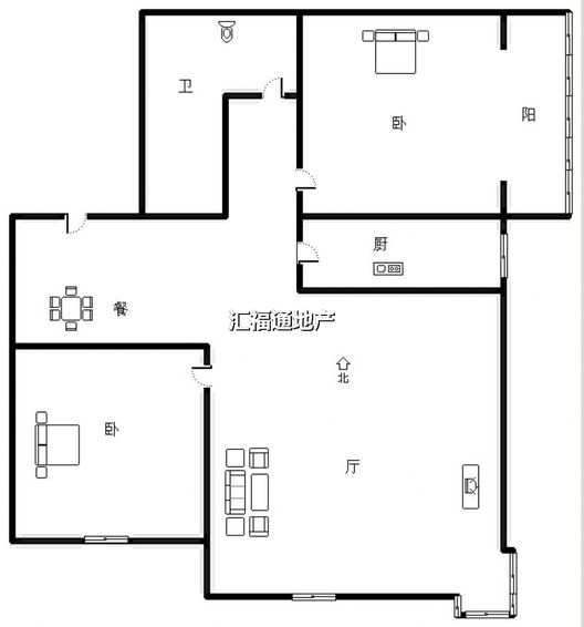 紫竹园2室1厅1卫户型图