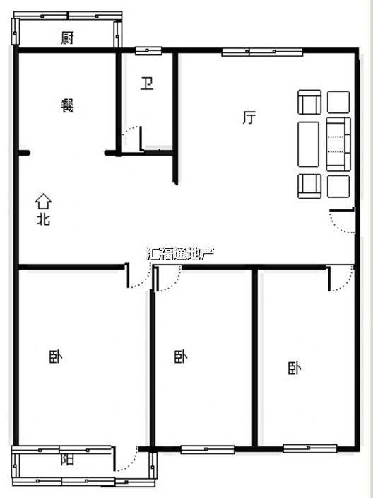 师范学校家属院3室2厅1卫户型图