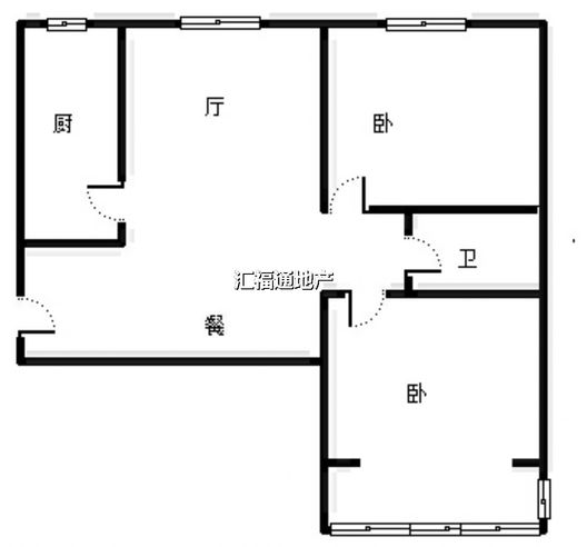 北京理想城2室2厅1卫户型图