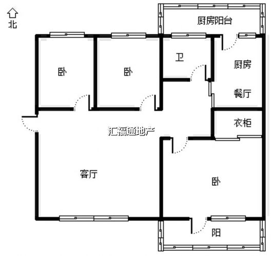 国贸小区（商业局家属院）3室2厅1卫户型图