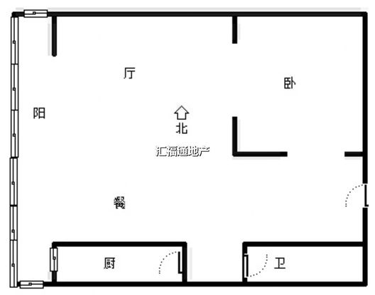 水岸花城1室1厅1卫户型图