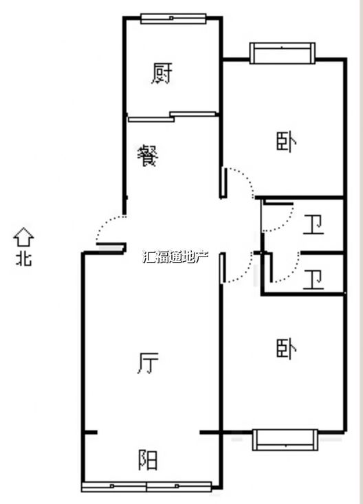 华阳公寓2室2厅1卫户型图