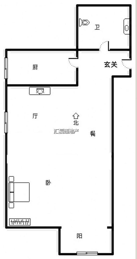 金竹花园1室2厅1卫户型图