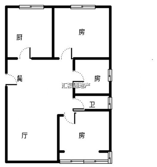 新府阳光二号院3室2厅1卫户型图