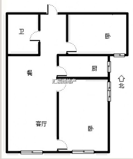 高铁新干线2室2厅1卫户型图