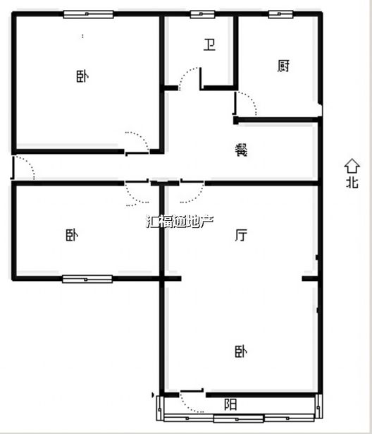 铁道部建厂局小区（范阳路）3室2厅1卫户型图