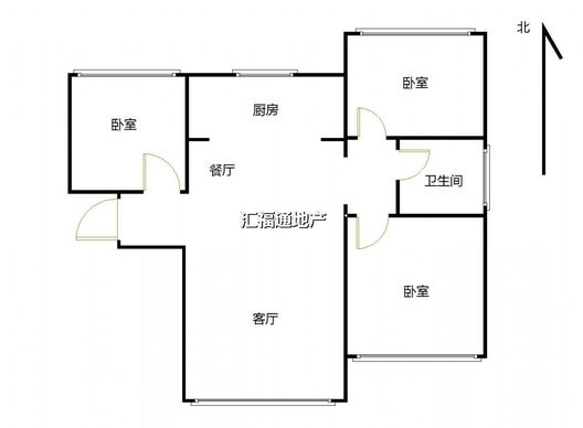 鸿坤理想湾3室2厅1卫户型图