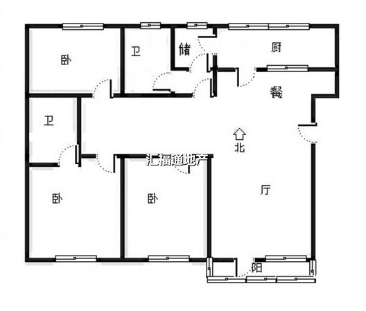 国富嘉园3室2厅2卫户型图
