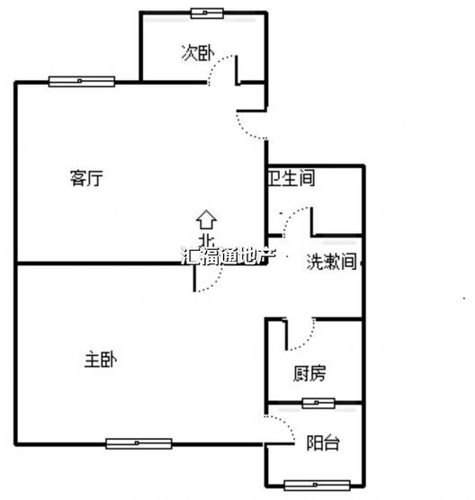 铁道部建厂局家属楼（机械总队家属院）2室1厅1卫户型图