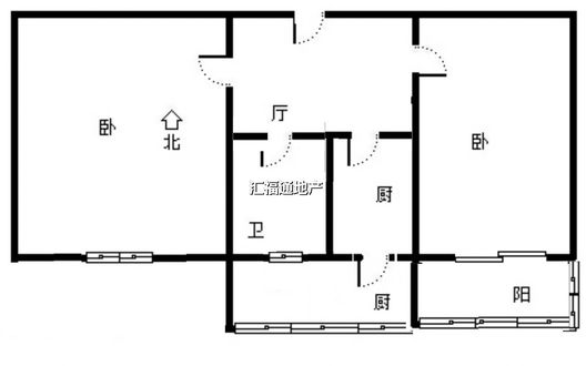 华北铝业生活小区（北院）2室1厅1卫户型图