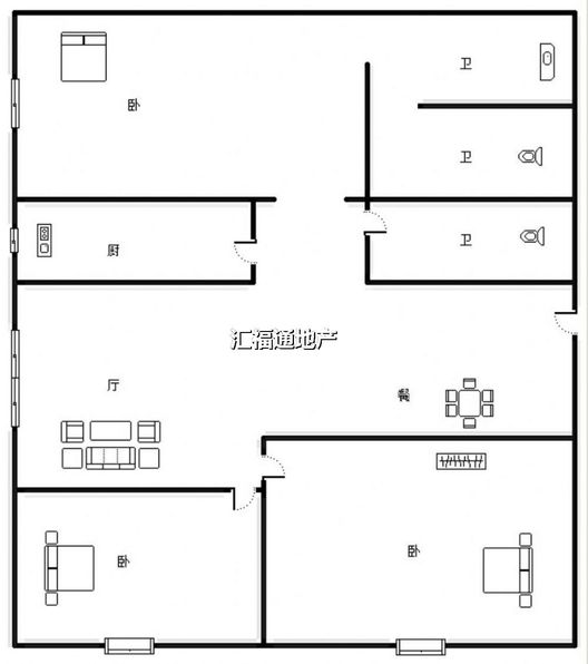 惠友旺角3室2厅1卫户型图