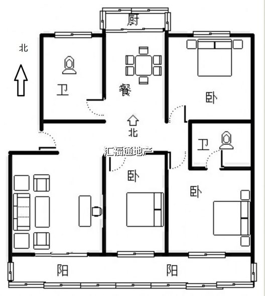 豪门庄园3室2厅2卫户型图