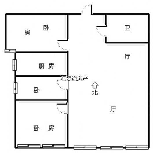 高铁新干线3室2厅1卫户型图