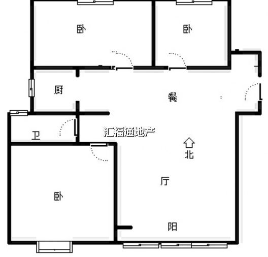 鸿坤理想尔湾3室2厅1卫户型图