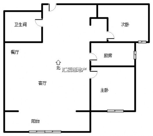 鹏渤印象城·牛津花园2室2厅1卫户型图