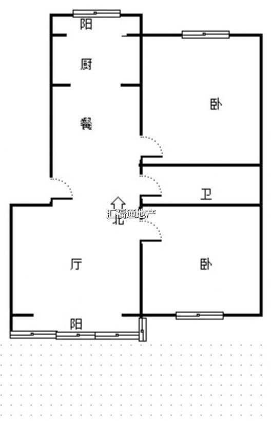 鹏润四季花园2室2厅1卫户型图