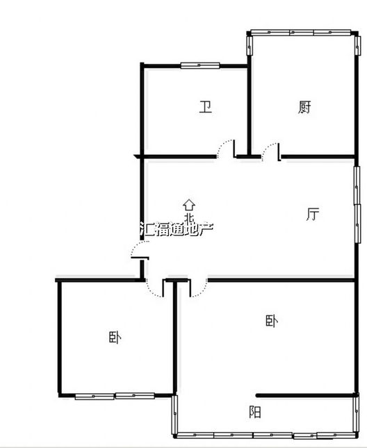 华北铝业生活小区（北院）2室1厅1卫户型图