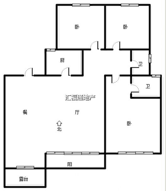 高铁新干线3室2厅2卫户型图