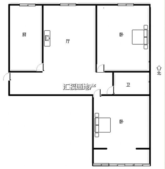 天保青花府2室1厅1卫户型图