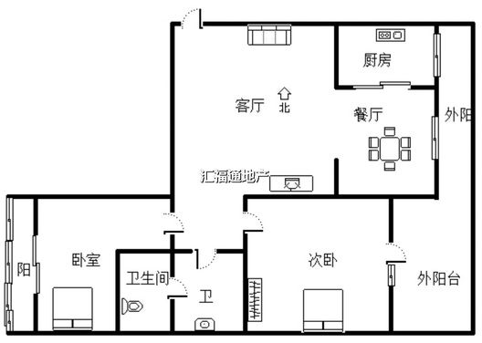 嘉和小区2室2厅1卫户型图