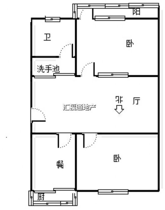 粮食局东关小区2室1厅1卫户型图