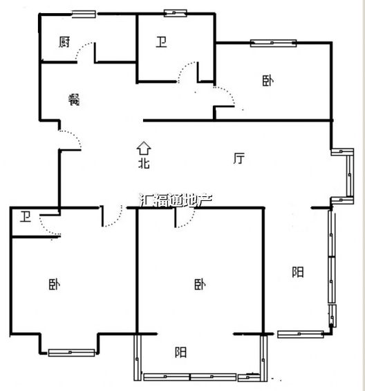 名流城市尊邸3室2厅2卫户型图