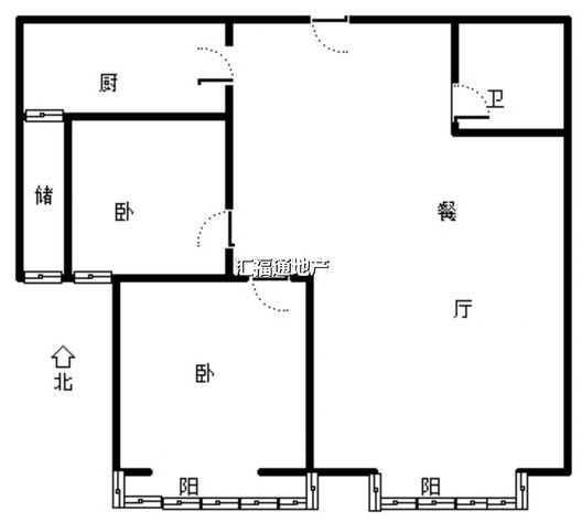 范阳公寓2室2厅1卫户型图