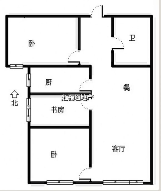 鸿坤理想湾3室2厅1卫户型图
