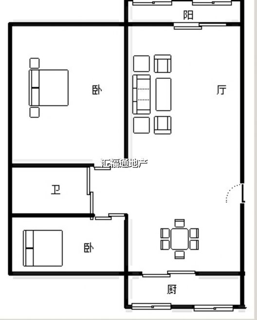 游福街小区2室2厅1卫户型图