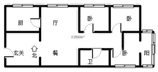 汇元新天地3室2厅1卫户型图