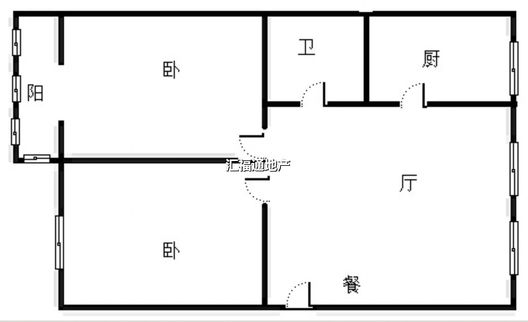 蓝天美林湾2室2厅1卫户型图