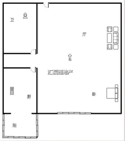 紫竹园二期（太阳城）1室1厅1卫户型图