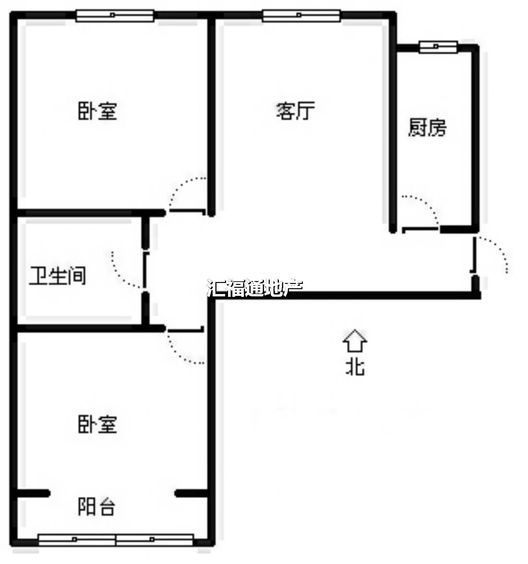 水岸花城2室1厅1卫户型图