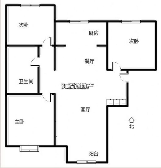 鸿坤理想湾3室2厅1卫户型图