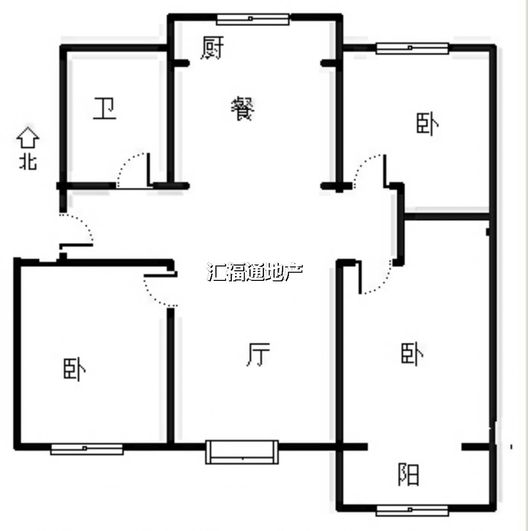 联合六号院3室2厅1卫户型图