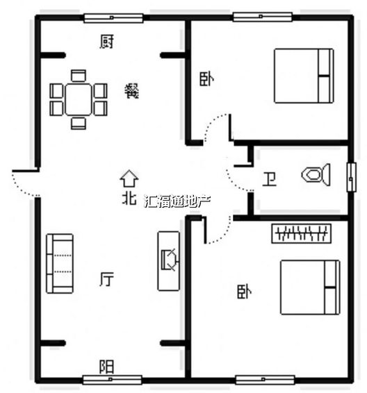 金冠家园2室2厅1卫户型图