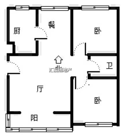 涿州孔雀城悦澜湾2室1厅1卫户型图