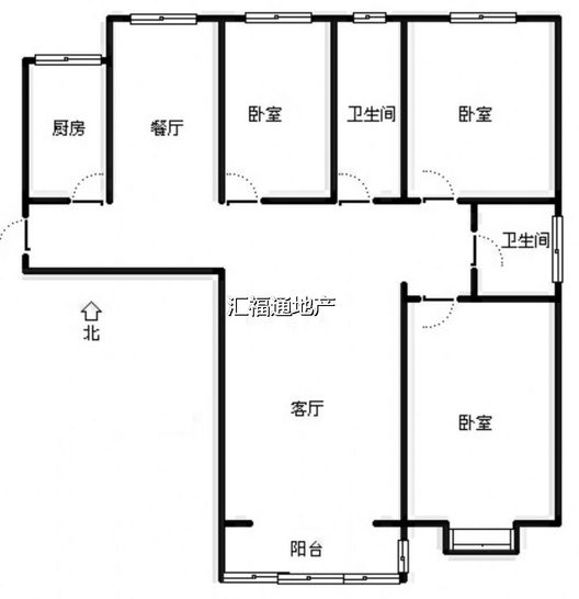 水岸花城3室2厅1卫户型图