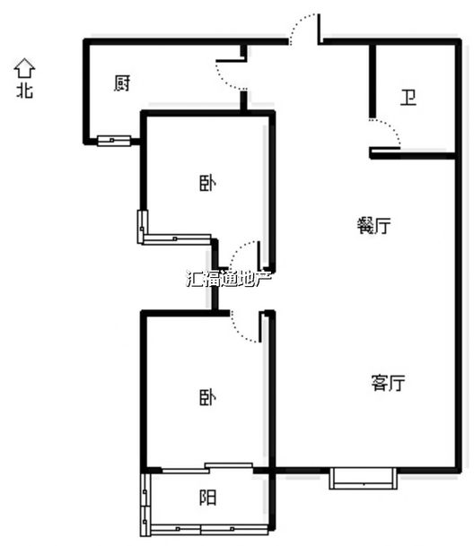 联合一号院2室2厅1卫户型图