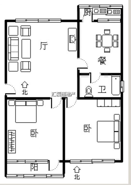 双塔中学小区2室2厅1卫户型图