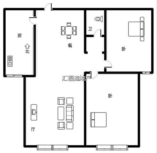 北京理想城2室2厅1卫户型图