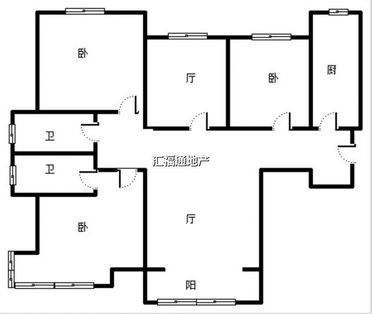 鸿坤理想湾3室2厅2卫户型图