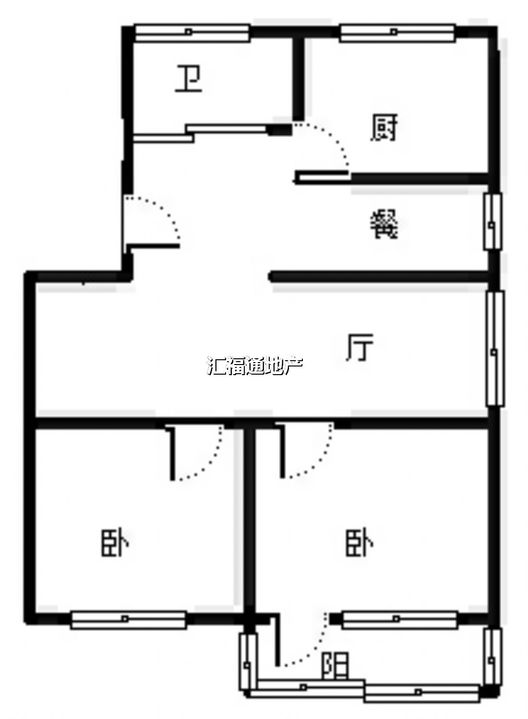 铁道部建厂局小区（范阳路）2室1厅1卫户型图