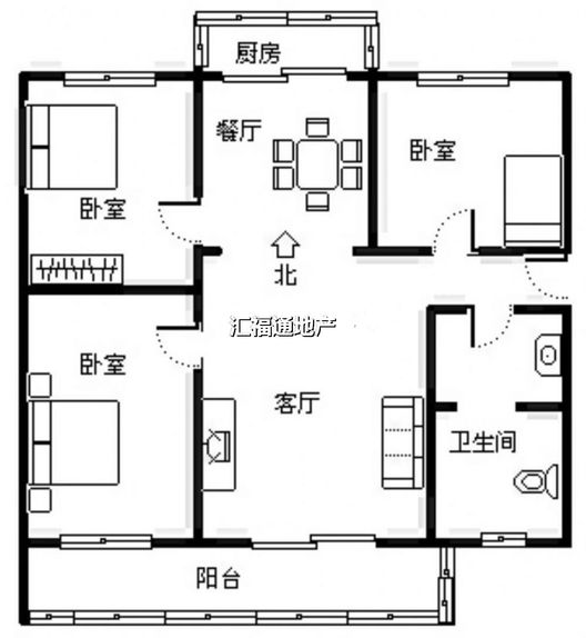 东兴小区（西院）3室2厅1卫户型图