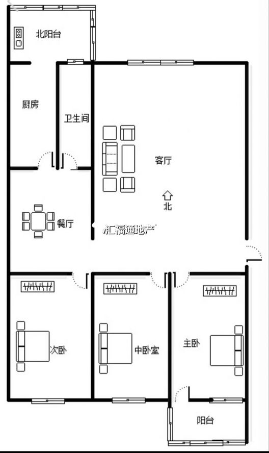槐林新村3室2厅1卫户型图